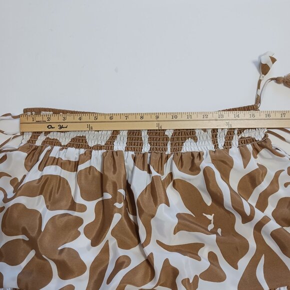 Calypso St. Barth Tiered Maxi Skirt Brown White Floral Boho Vacation Size Large - Picture 8 of 10